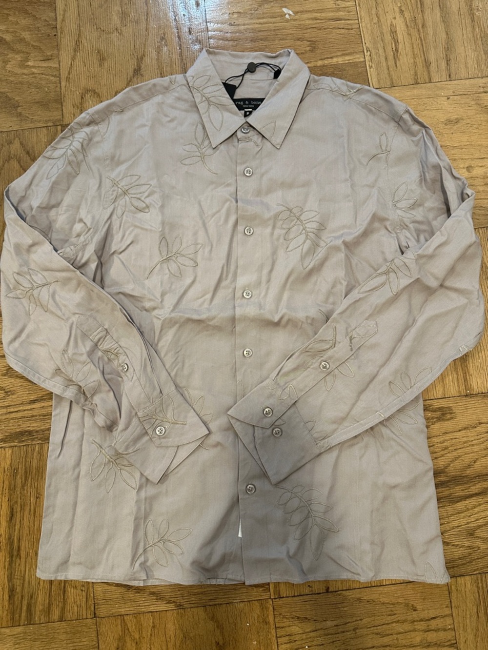 rag & bone as grey Embroidered Casual Button-Down Shirt